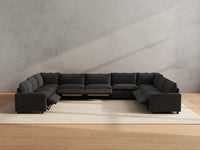 Modular Cero Reclining Sectionals | 9-Piece Grey Linen Open Space U-Shaped Sectionals 9-Seater
