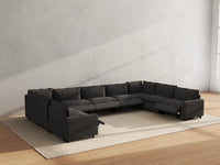 Modular Cero Reclining Sectionals | 9-Piece Grey Linen Open Space U-Shaped Sectionals 9-Seater