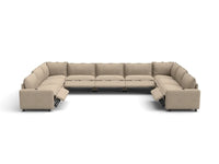 Modular Cero Reclining Sectionals | 9-Piece Khaki Linen Grand Estate U-Shaped Sectionals 9-Seater