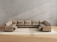 Modular Cero Reclining Sectionals | 9-Piece Khaki Linen Grand Estate U-Shaped Sectionals 9-Seater