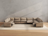 Modular Cero Reclining Sectionals | 9-Piece Khaki Linen Grand Estate U-Shaped Sectionals 9-Seater