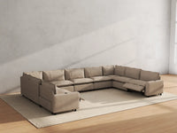 Modular Cero Reclining Sectionals | 9-Piece Khaki Linen Grand Estate U-Shaped Sectionals 9-Seater