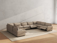 Modular Cero Reclining Sectionals | 9-Piece Khaki Linen Grand Estate U-Shaped Sectionals 9-Seater