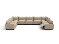 Modular Cero Reclining Sectionals | 9-Piece Khaki Linen Open Space U-Shaped Sectionals 9-Seater