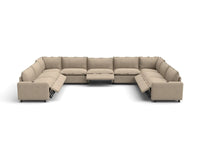 Modular Cero Reclining Sectionals | 9-Piece Khaki Linen Open Space U-Shaped Sectionals 9-Seater