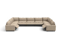 Modular Cero Reclining Sectionals | 9-Piece Khaki Linen Open Space U-Shaped Sectionals 9-Seater