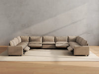 Modular Cero Reclining Sectionals | 9-Piece Khaki Linen Open Space U-Shaped Sectionals 9-Seater