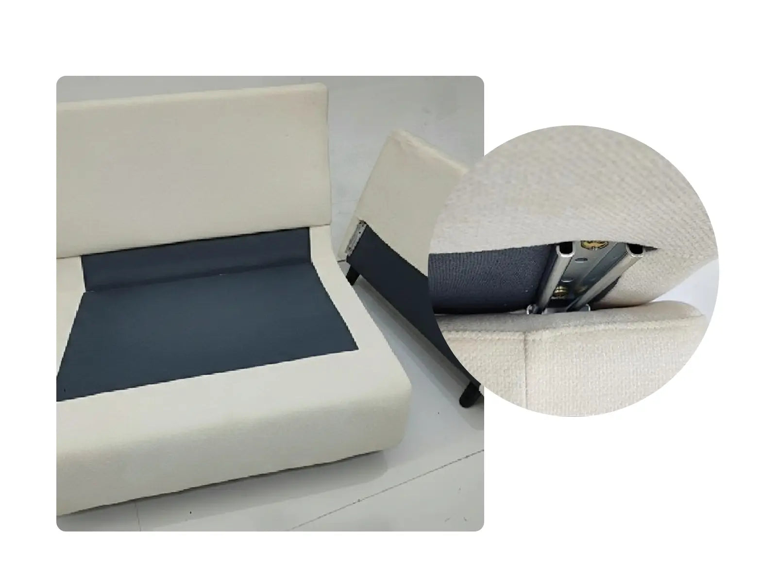 Step 4: Insert the armrest pin into the sofa base pin