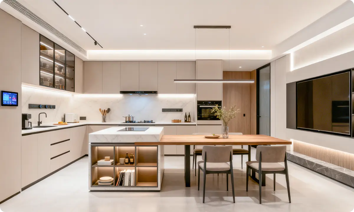 Modern Kitchen and Dining Integration