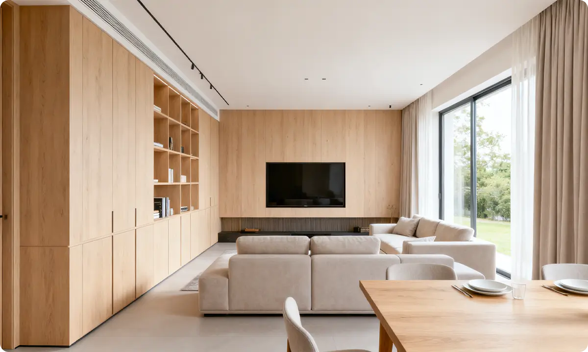 Modern Open Living and Dining Space
