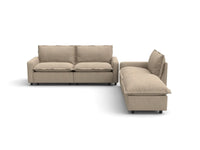 Modular Cero Modular Sectionals | 4-Piece Khaki Linen Home Living Chaise Sectionals 3-Seater with 1-Ottoman