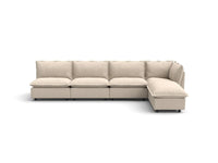 Modular Cero Modular Sectionals | 5-Piece Beige Linen Large Space L-Shaped Sectionals 4-Seater with 1-Ottoman