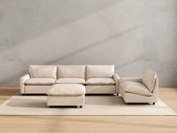 Modular Cero Modular Sectionals | 5-Piece Beige Linen Large Space Sofa Sets 4-Seater with 1-Ottoman