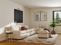 Modular Cero Modular Sectionals | 5-Piece Beige Linen Large Space Sofa Sets 4-Seater with 1-Ottoman
