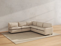 Modular Cero Large Modular Sectional | 5-Piece Beige Linen Large Space V-Shaped Sectionals 5-Seater