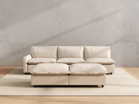 Modular Cero Modular Sectionals | 5-Piece Beige Linen Open Plan Sofa Sets 3-Seater with 2-Ottomans