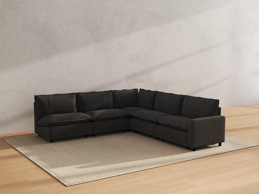 Modular Cero Modular Sectionals | 5-Piece Grey Linen Grand Estate V-Shaped Sectionals 5-Seater