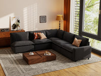 Modular Cero Modular Sectional | 5-Piece Grey Linen Grand Estate V-Shaped Sectionals 5-Seater