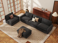 Modular Cero Modular Sectionals | 5-Piece Grey Linen Large Space Sofa Sets 4-Seater with 1-Ottoman