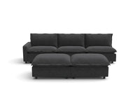 Modular Cero Modular Sectionals | 5-Piece Grey Linen Open Plan Sofa Sets 3-Seater with 2-Ottomans