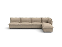 Modular Cero Modular Sectionals | 5-Piece Khaki Linen Home Living L-Shaped Sectionals 4-Seater with 1-Ottoman
