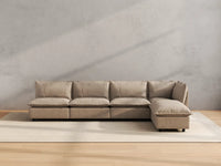Modular Cero Modular Sectionals | 5-Piece Khaki Linen Home Living L-Shaped Sectionals 4-Seater with 1-Ottoman