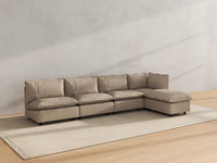 Modular Cero Modular Sectionals | 5-Piece Khaki Linen Home Living L-Shaped Sectionals 4-Seater with 1-Ottoman