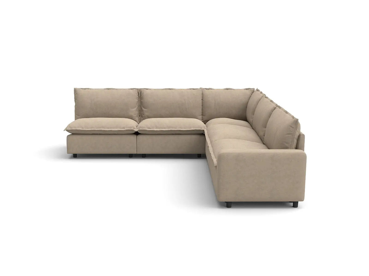 Modular Cero Modular Sectionals | 5-Piece Khaki Linen Large Space V-Shaped Sectionals 5-Seater