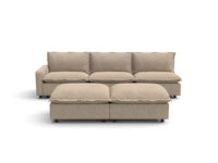 Modular Cero Modular Sectionals | 5-Piece Khaki Linen Open Plan Sofa Sets 3-Seater with 2-Ottomans