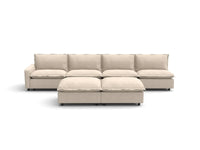 Modular Cero Modular Sectionals | 6-Piece Beige Linen Large Space Sofa Sets 4-Seater with 2-Ottomans