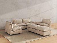 Modular Cero Modular Sectionals | 6-Piece Beige Linen Large Space U-Shaped Sectionals 4-Seater with 2-Ottomans