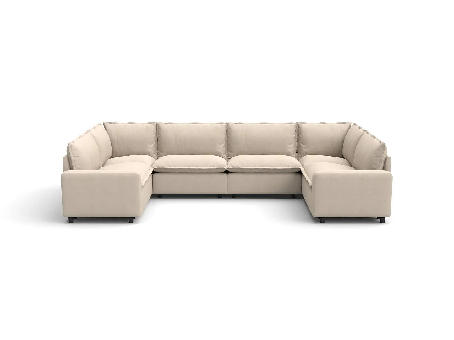 Modular Cero Modular Sectionals | 6-Piece Beige Linen Large Space U-Shaped Sectionals 6-Seater