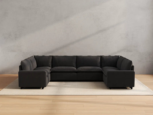 Modular Cero Modular Sectionals | 6-Piece Grey Linen Grand Estate U-Shaped Sectionals 6-Seater