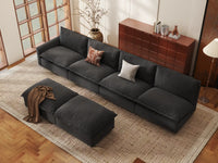 Modular Cero Modular Sectionals | 6-Piece Grey Linen Open Plan Sofa Sets 4-Seater with 2-Ottomans