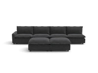 Modular Cero Modular Sectionals | 6-Piece Grey Linen Open Plan Sofa Sets 4-Seater with 2-Ottomans