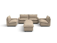 Modular Cero Modular Sectionals | 6-Piece Khaki Linen Large Space U-Shaped Sectionals 4-Seater with 2-Ottomans