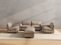 Modular Cero Modular Sectionals | 6-Piece Khaki Linen Large Space U-Shaped Sectionals 4-Seater with 2-Ottomans