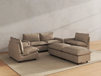 Modular Cero Modular Sectionals | 6-Piece Khaki Linen Large Space U-Shaped Sectionals 4-Seater with 2-Ottomans