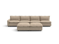 Modular Cero Modular Sectionals | 6-Piece Khaki Linen Open Plan Sofa Sets 4-Seater with 2-Ottomans