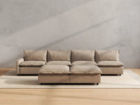 Modular Cero Modular Sectionals | 6-Piece Khaki Linen Open Plan Sofa Sets 4-Seater with 2-Ottomans