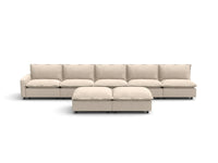 Modular Cero Modular Sofa Set | 7-Piece Beige Linen Large Space Sofa Sets 5-Seater with 2-Ottomans