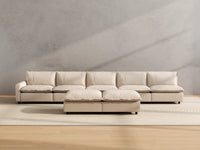 Modular Cero Modular Sofa Set | 7-Piece Beige Linen Large Space Sofa Sets 5-Seater with 2-Ottomans