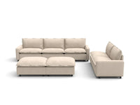Modular Cero Modular Sectionals | 7-Piece Beige Linen Open Plan Sofa Sets 5-Seater with 2-Ottomans