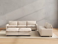Modular Cero Modular Sectionals | 7-Piece Beige Linen Open Plan Sofa Sets 5-Seater with 2-Ottomans