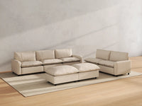 Modular Cero Modular Sectionals | 7-Piece Beige Linen Open Plan Sofa Sets 5-Seater with 2-Ottomans