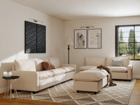 Modular Cero Modular Sectionals | 7-Piece Beige Linen Open Plan Sofa Sets 5-Seater with 2-Ottomans