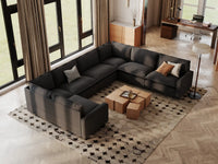 Modular Cero Modular Sectionals | 7-Piece Grey Linen Grand Estate U-Shaped Sectionals 7-Seater