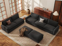 Modular Cero Modular Sectionals | 7-Piece Grey Linen Large Space Sofa Sets 5-Seater with 2-Ottomans
