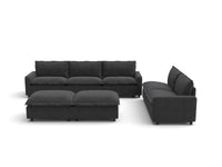 Modular Cero Modular Sectionals | 7-Piece Grey Linen Large Space Sofa Sets 5-Seater with 2-Ottomans