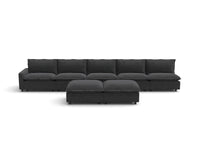 Modular Cero Modular Chaise Sectional | 7-Piece Grey Linen Open Plan Sofa Sets 5-Seater with 2-Ottomans